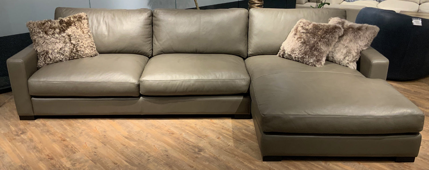 GFD Leather - Newport Right Arm Facing Chaise Two Piece Sectional - X33-33 52