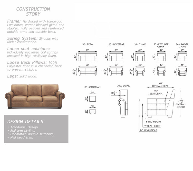 GFD Leather - Valencia All Leather Manual Recliner - X6-15-DT
