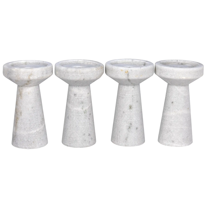 NOIR Furniture - Aleka Decorative Candle Holder, Set of 4, A, White Marble - YT0717-8AWH