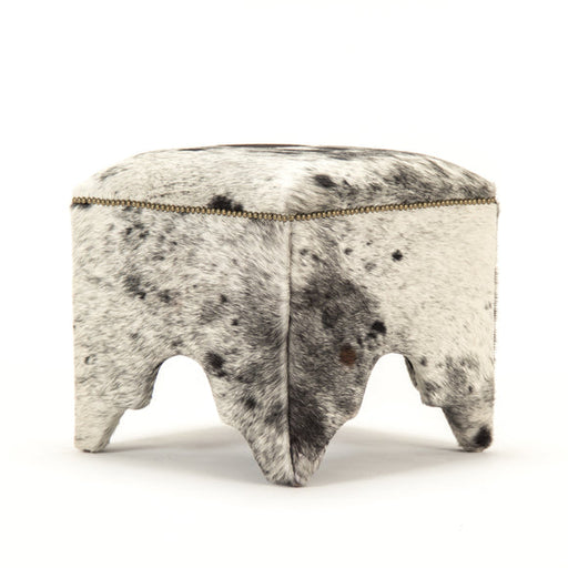 Zentique - Cow Hide Stool - ZEN007 Cow SPBW - GreatFurnitureDeal