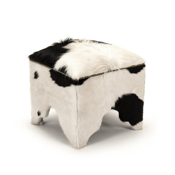 Zentique - Cow Hide Stool - ZEN007 Cow BW - GreatFurnitureDeal