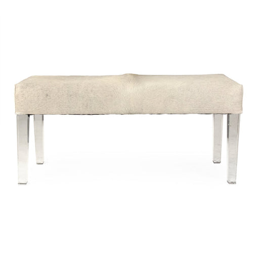Zentique - Cow Hide Acrylic Bench - ZMA002 Cow W - GreatFurnitureDeal