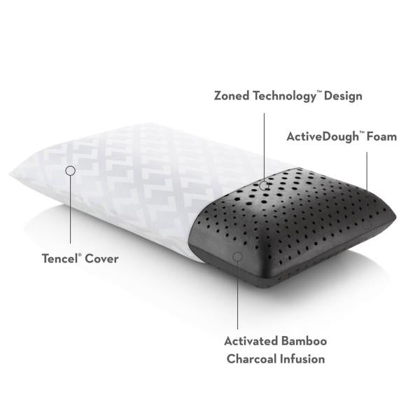 Malouf - Zoned ActiveDough® Bamboo Charcoal Pillow - GreatFurnitureDeal