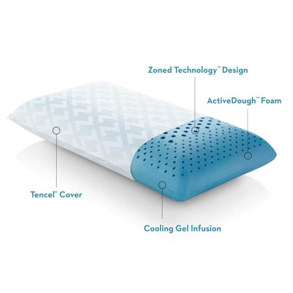 Malouf - Zoned ActiveDough® Foam Cooling Gel Pillow - GreatFurnitureDeal