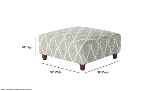 Southern Home Furnishings - Emmeline Moss Cocktail Ottoman in Multi - 109-C Emmaline Moss-MTO - GreatFurnitureDeal