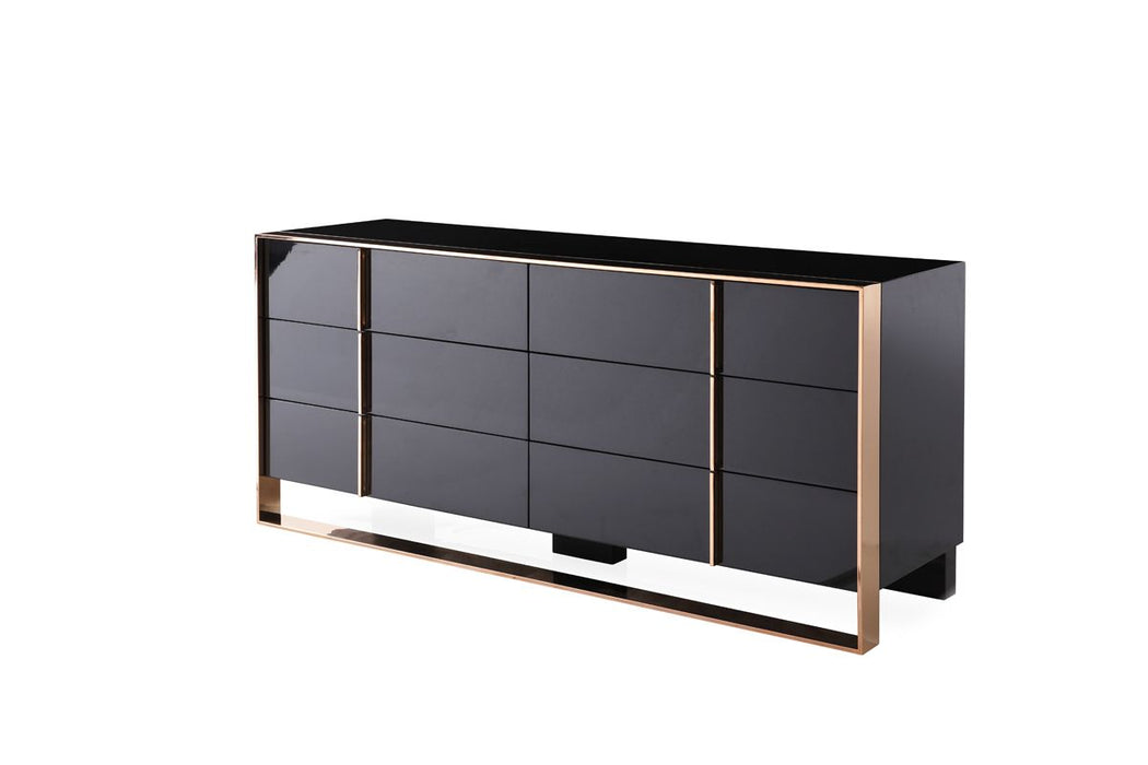 VIG Furniture - Nova Domus Cartier Modern Black & Rosegold Queen Bedroom Set - VGVCCARTIER-SET-Q - GreatFurnitureDeal