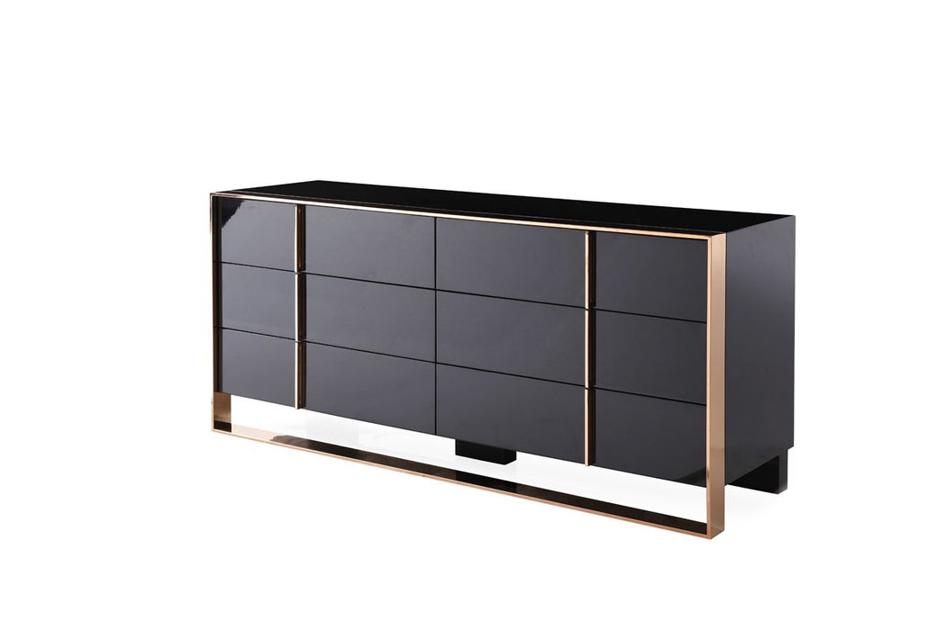 VIG Furniture - Nova Domus Cartier Modern Black & Rosegold Dresser - VGVC-A002-D - GreatFurnitureDeal