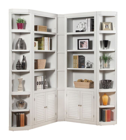 Parker House - Boca 5 Piece L Shape Corner Bookcase Wall in Cottage White - BOC-5PC-LIB-CRN-WALL - GreatFurnitureDeal