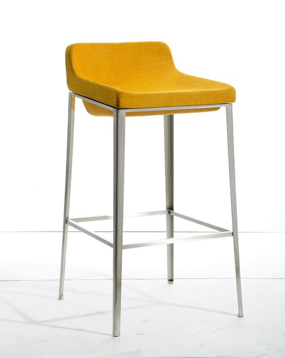 VIG Furniture - Modrest Adhil Mid-Century Yellow Fabric Bar Stool (Set of 2) - VGOBA105-F-YEL