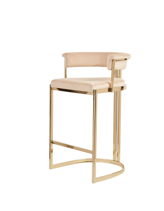 VIG Furniture - Modrest - Munith Modern Beige Velvet & Gold Counter Stool (Set of 2) - VGZAB9504-BG-BS - GreatFurnitureDeal