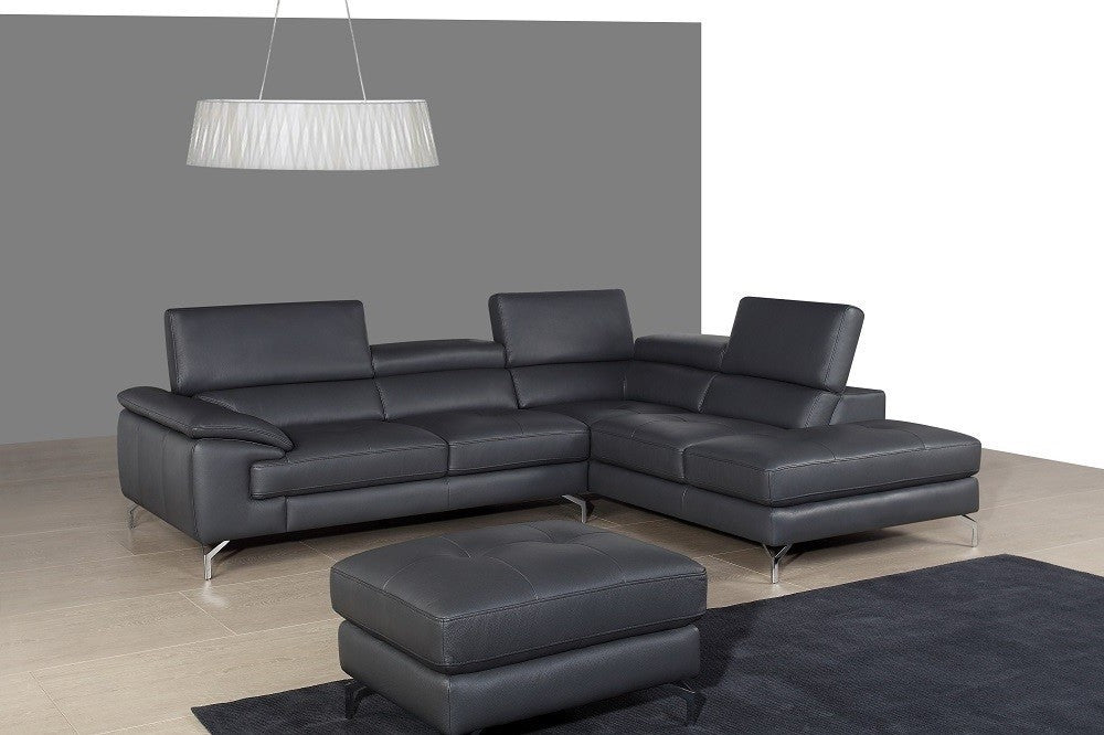 J&M Furniture - A973 Premium Leather RHF Sectional Sofa in Slate Grey - 1790613-RHF