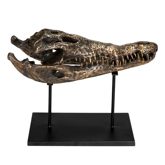Noir Furniture - Brass Alligator on Stand, Large - AB-83L - GreatFurnitureDeal