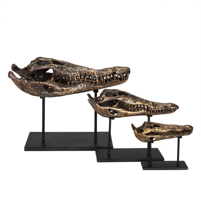 Noir Furniture - Brass Alligator on Stand, Small - AB-83S