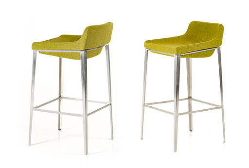 VIG Furniture - Modrest Adhil Mid-Century Green Fabric Bar Stool (Set of 2) - VGOBA105-F-GRN - GreatFurnitureDeal