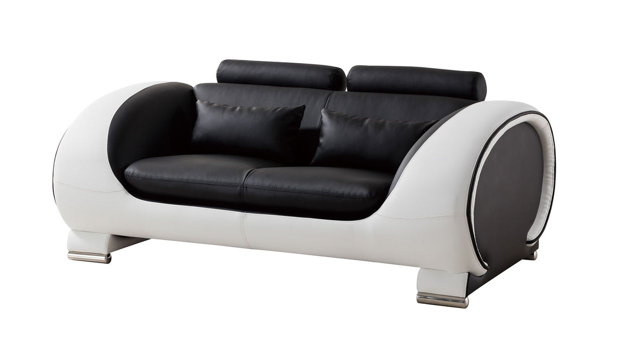 American Eagle Furniture - AE-D802 Black and White Leather 2 Piece Sofa  Set - AE-D802-BK.W-SL