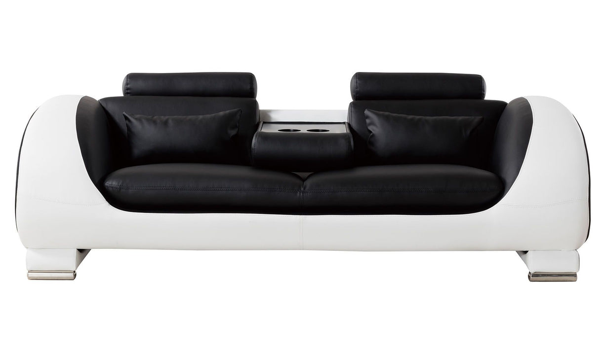 American Eagle Furniture - AE-D802 Black and White Faux Leather Sofa - AE-D802-BK.W-SF - GreatFurnitureDeal