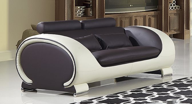 American Eagle Furniture - AE-D802 Dark Chocolate and Cream Faux Leather 2 Piece Sofa  Set - AE-D802-DC.CRM-SL