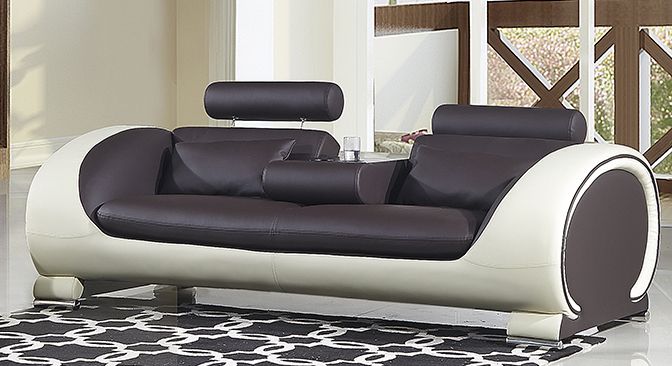 American Eagle Furniture - AE-D802 Dark Chocolate and Cream Faux Leather 2 Piece Sofa  Set - AE-D802-DC.CRM-SL - GreatFurnitureDeal
