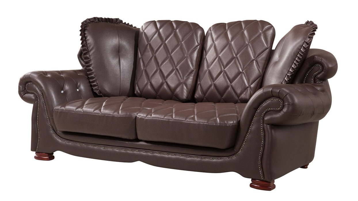 American Eagle Furniture - AE-D803 Dark Brown Faux Leather 2 Piece Sofa Set - AE-D803-DB-SL