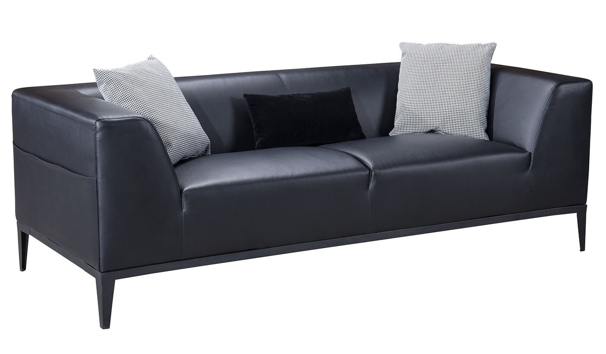 American Eagle Furniture - AE-D820 Black Faux Leather Sofa - AE-D820-BK-SF
