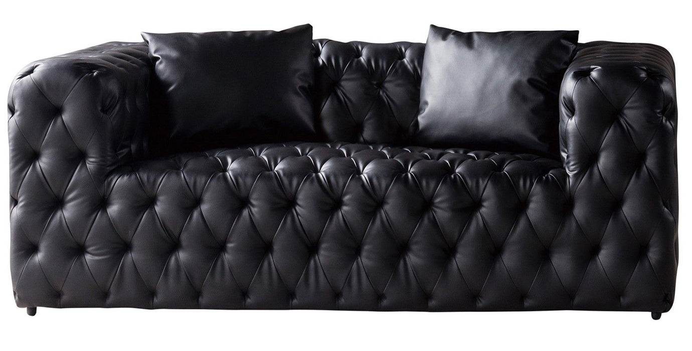 American Eagle Furniture - AE-D821 Black Faux Leather Loveseat - AE-D821-BK-LS