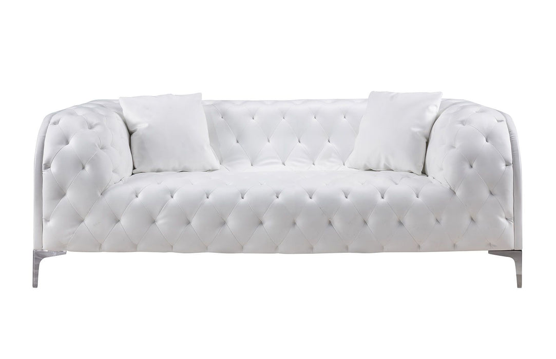 American Eagle Furniture - AE-D822 White Faux Leather Loveseat - AE-D822-W-LS