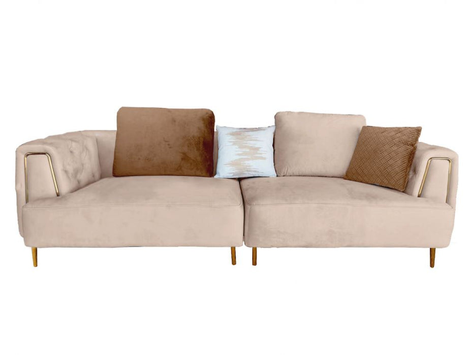 American Eagle Furniture - AE-D832 Cream Velvet Extra Long Sofa - AE-D832-CRM-4S