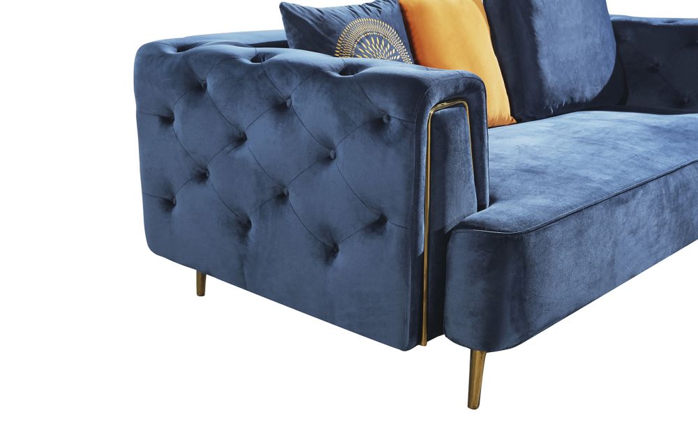 American Eagle Furniture - AE-D832 Royal Blue Velvet Sofa - AE-D832-RB-SF