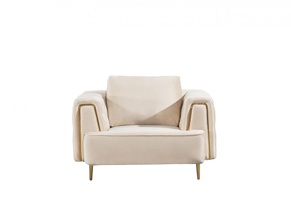American Eagle Furniture - AE-D832 Cream Velvet Chair - AE-D832-CRM-CHR - GreatFurnitureDeal