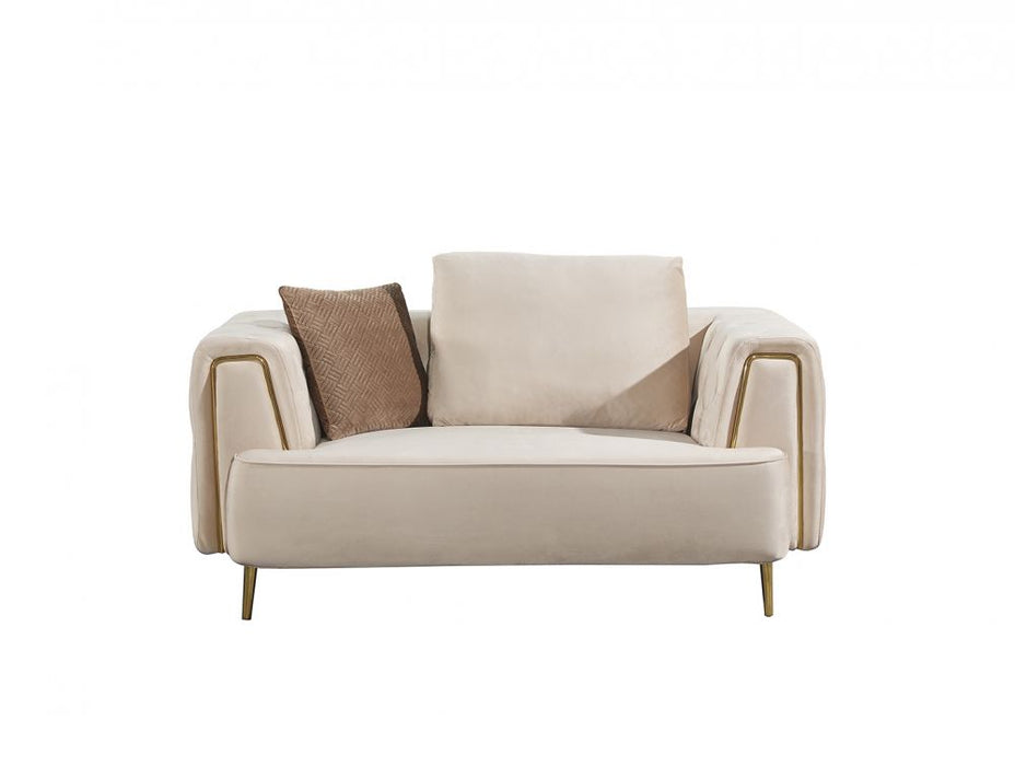 American Eagle Furniture - AE-D832 Cream Velvet Loveseat - AE-D832-CRM-LS - GreatFurnitureDeal