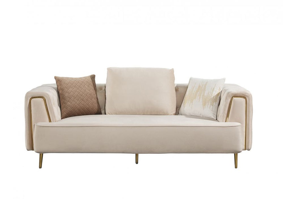 American Eagle Furniture - AE-D832 Cream Velvet Sofa - AE-D832-CRM-SF