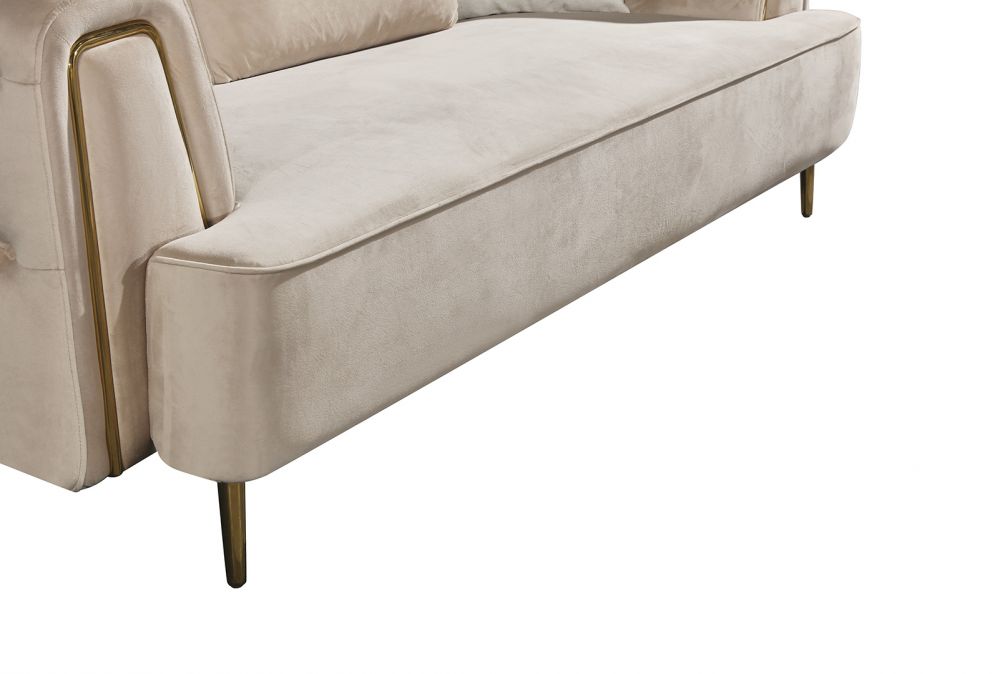 American Eagle Furniture - AE-D832 Cream Velvet Sofa - AE-D832-CRM-SF - GreatFurnitureDeal