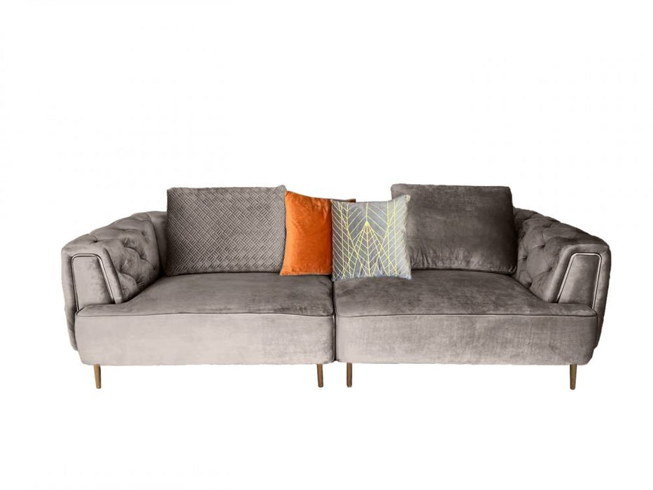 American Eagle Furniture - AE-D832 Gray Velvet Extra Long Sofa - AE-D832-GR-4S - GreatFurnitureDeal