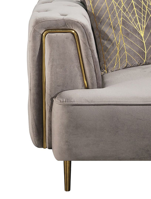 American Eagle Furniture - AE-D832 Gray Velvet Extra Long Sofa - AE-D832-GR-4S