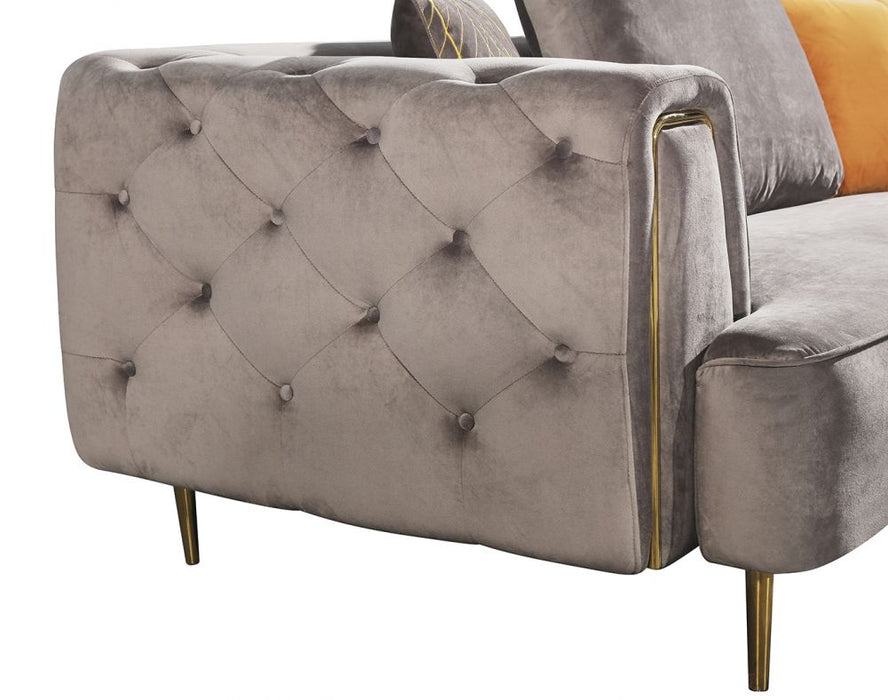 American Eagle Furniture - AE-D832 Gray Velvet Sofa - AE-D832-GR-SF
