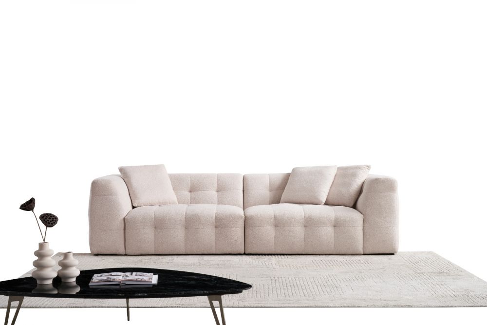 American Eagle Furniture - AE-D838 Ivory Fabric Extra Long Sofa Set - AE-D838-IV-4S