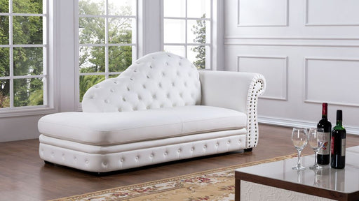 American Eagle Furniture - AE-L501 White Faux Leather Accent Chaise - Left Facing - AE-L501R-W - GreatFurnitureDeal