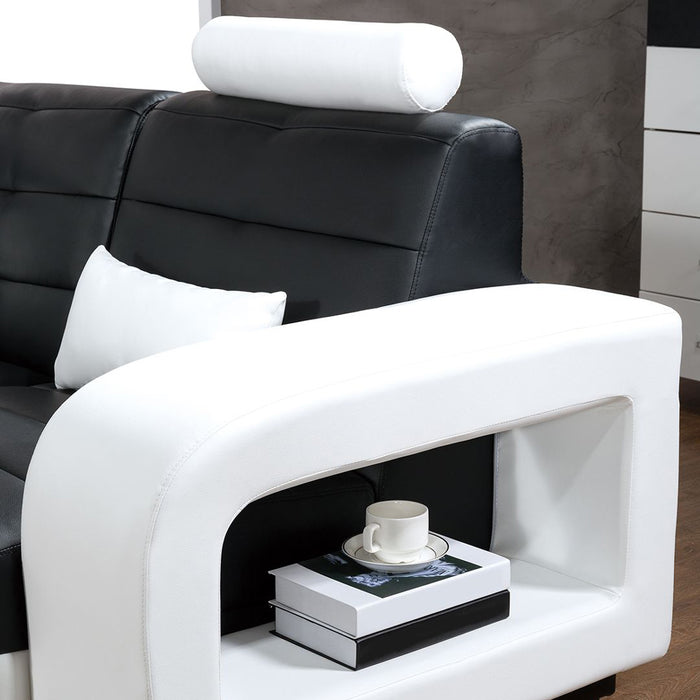 American Eagle Furniture - AE-LD800 4-Piece Faux Leather Sectional - Left Sitting Set in Black and White - AE-LD800L-BK.W - GreatFurnitureDeal