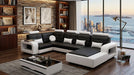 American Eagle Furniture - AE-LD800 4-Piece Faux Leather Sectional - Left Sitting Set in Black and White - AE-LD800L-BK.W - GreatFurnitureDeal