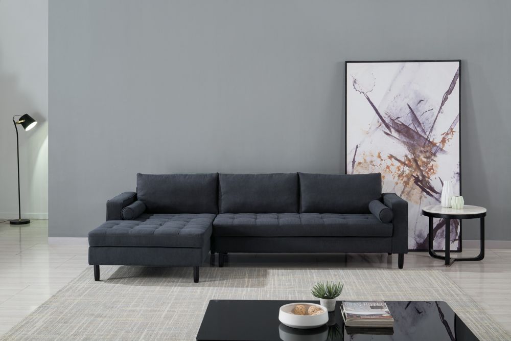 American Eagle Furniture - AE-LD826R Dark Gray Velvet Right Sitting Sectional Sofa set - AE-LD826R