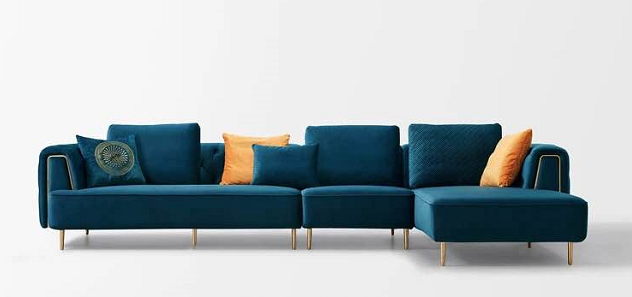 American Eagle Furniture - AE-LD831L 3 Piece Royal Blue Velvet Left Side Sitting Sectional - AE-LD831L-RB