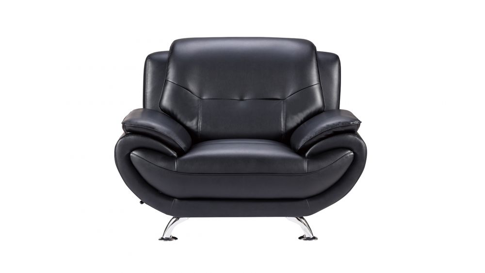 American Eagle Furniture - AE208 Black Faux Leather Chair - AE208-BK-CHR