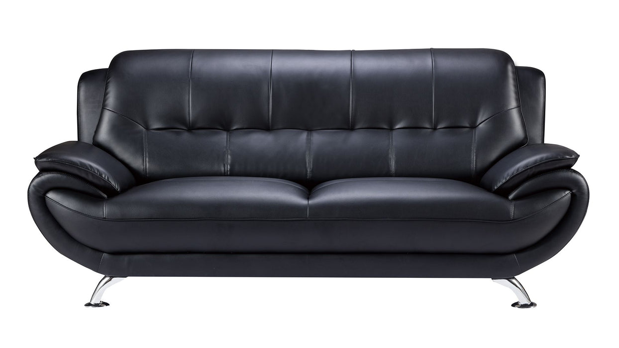American Eagle Furniture - AE208 Black Faux Leather 3 Piece Living Room Set - AE208-BK-SLC