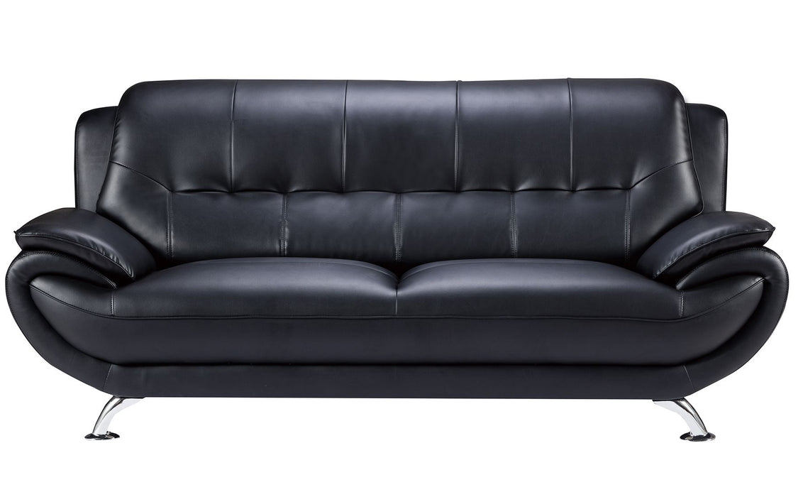 American Eagle Furniture - AE208 Black Faux Leather Sofa - AE208-BK-SF - GreatFurnitureDeal