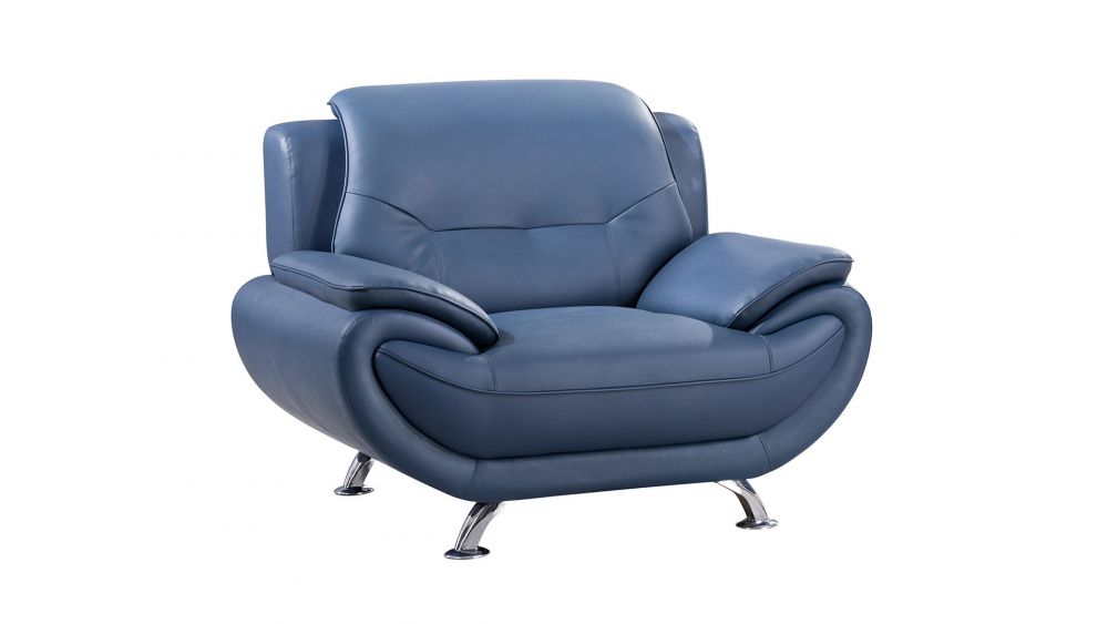 American Eagle Furniture - AE208 Blue Faux Leather Chair - AE208-BLUE-CHR