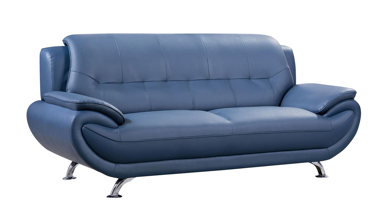 American Eagle Furniture - AE208 Blue Faux Leather 3 Piece Living Room Set - AE208-BLUE-SLC - GreatFurnitureDeal
