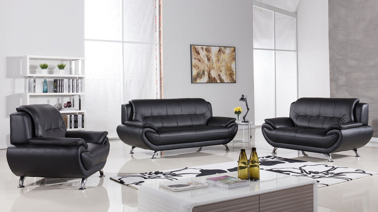 American Eagle Furniture - AE208 Black Faux Leather Sofa - AE208-BK-SF - GreatFurnitureDeal