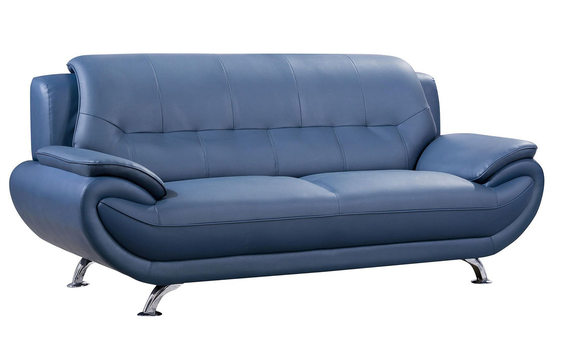 American Eagle Furniture - AE208 Blue Faux Leather Sofa - AE208-BLUE-SF