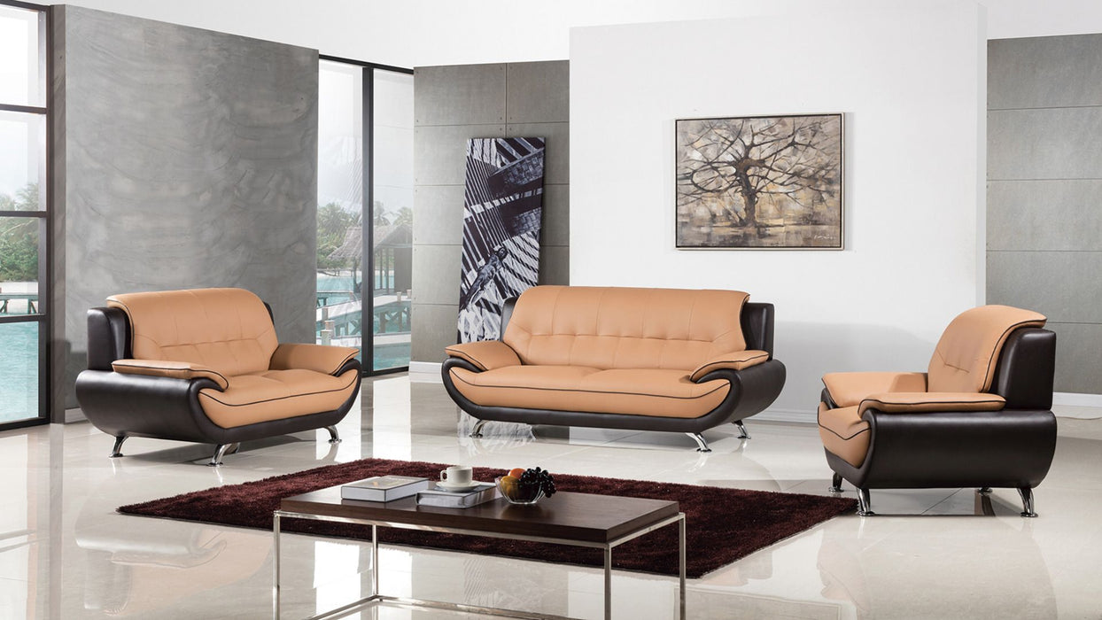 American Eagle Furniture - AE208-YO.BR Light/Dark Brown Faux Leather Sofa  - AE208-YO.BR-SF - GreatFurnitureDeal
