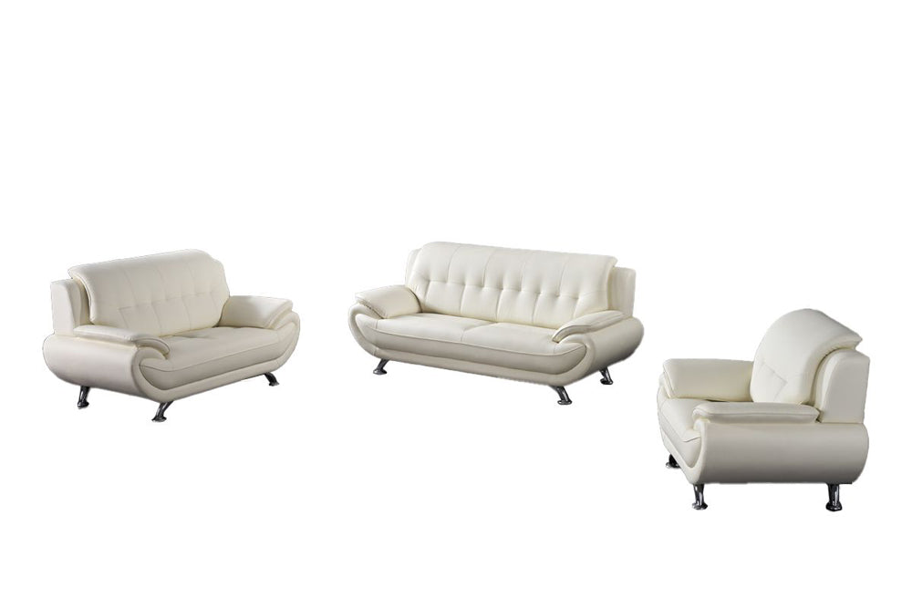 American Eagle Furniture - AE208 Ivory Faux Leather 2 Piece Sofa Set - AE208-IV-SL - GreatFurnitureDeal